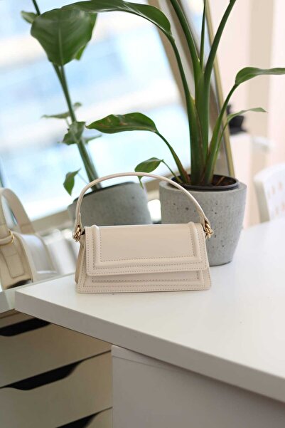 Moom Bag Women's Cream Mini Shoulder Bag - Handbag with Strap Detail