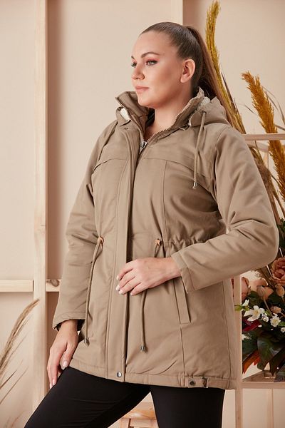 RMG Hooded Plus Size Mink Coat with Waist Tie Detail