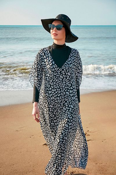 Remsa Mayo Kaftan Pareo 430-130 Leopard White