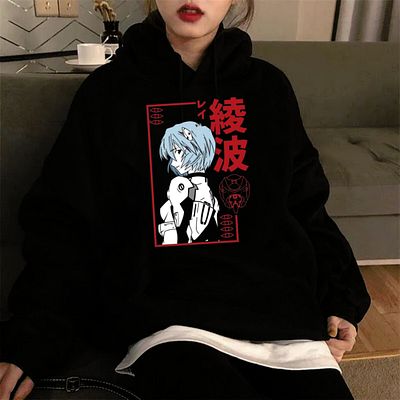 QCraft Anime Neon Genesis EvangelionOversize Hoodie