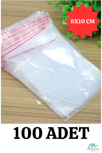 Merpak Ambalaj Kilitli Torba 8x10 Cm 100'lü Kilitli Buzdolabı Poşeti Şeffaf Kilitli Saklama Poşeti Kilitli Poşet