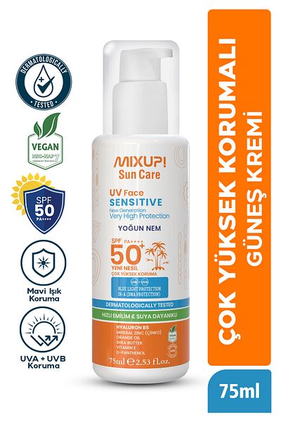 Mixup 75 ML Sunscreen - Anti-Blemish, Hyaluronic Acid, Mineral Zinc and Orange Oil SPF50+