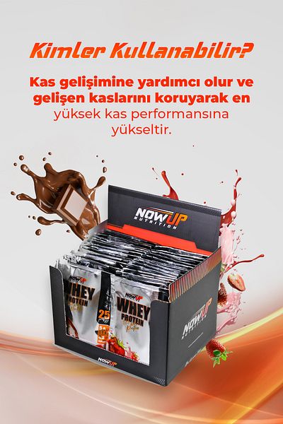 NOWUP NUTRITION Whey Protein Sachet 30X36 Gr – Chocolate & Strawberry Flavored, Disposable-30 Pieces