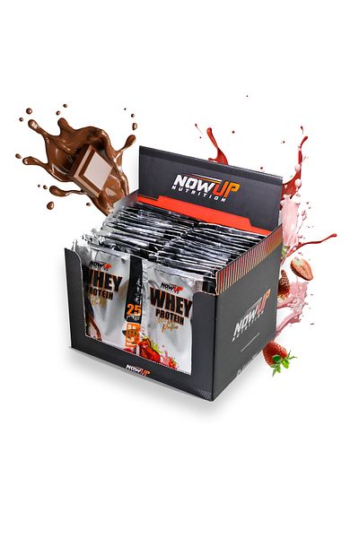 NOWUP NUTRITION Whey Protein Sachet 30X36 Gr – Chocolate & Strawberry Flavored, Disposable-30 Pieces
