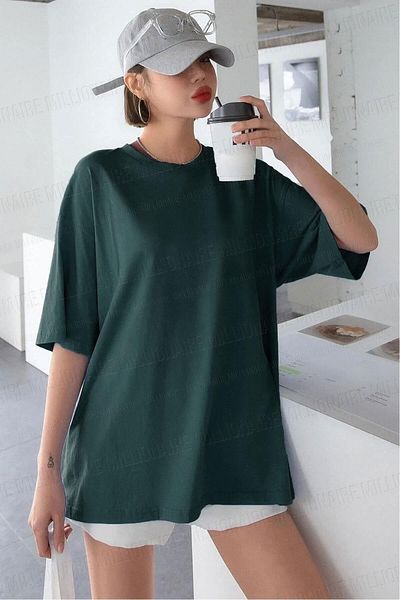 Teenage Millionaire Tricou Salas supradimensionat The Moon, verde petrol, pentru damă