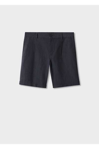 MANGO Man Σορτς βερμούδας από βαμβακερό λινό με στάμπα Prince of Wales