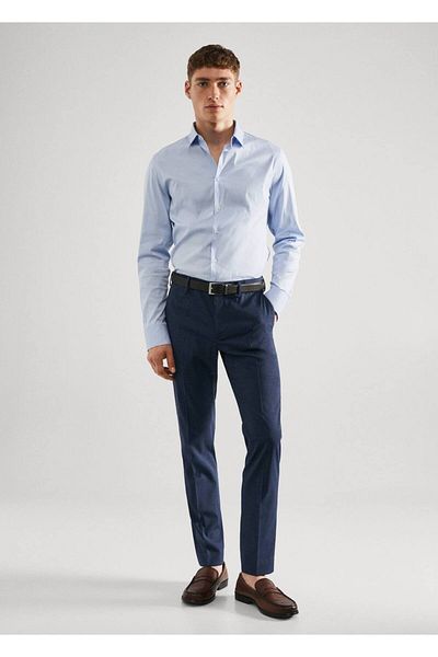 MANGO Man Υφασμάτινο παντελόνι Super Slim Fit με σχέδια