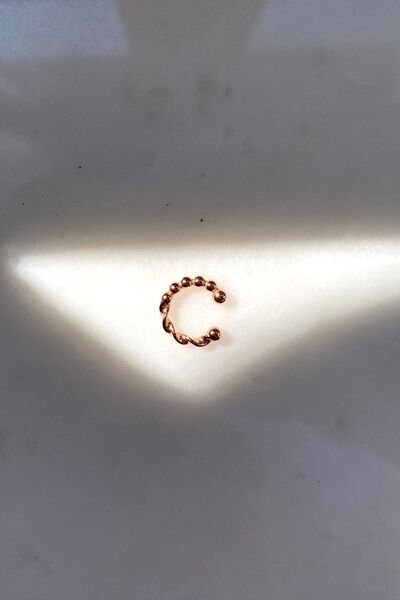 Kadın Rose Gold Çift Taraflı Kıkırdak Küpe