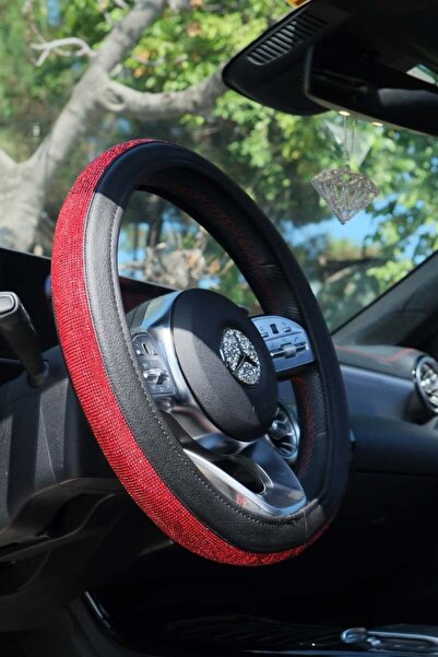 dizaynpark Kırmızı Taşlı Direksiyon Kılıfı