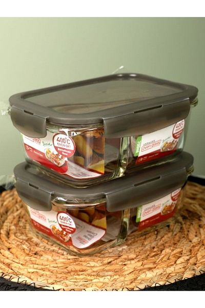 Viyalente 2 Lock & Lock Airtight Glass Storage Container 700 ml| 400°C Safe as Heat