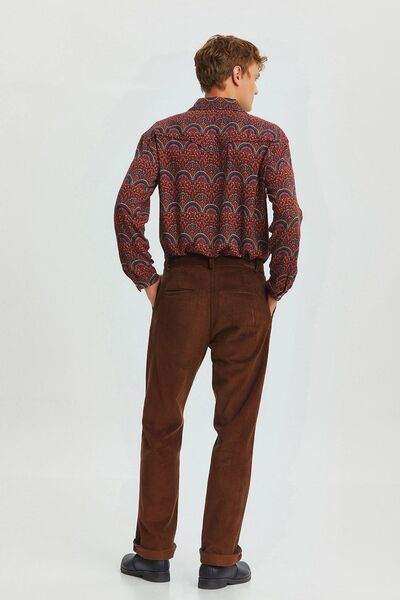 Clandestino Relaxed Cut Corduroy Men's Trousers Brown