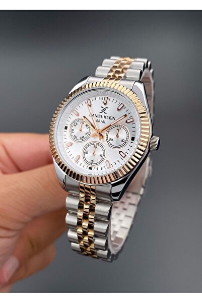 Daniel Klein Women's Wristwatch Steel Strap Rose Silver Color 3 Atm Water Resistance