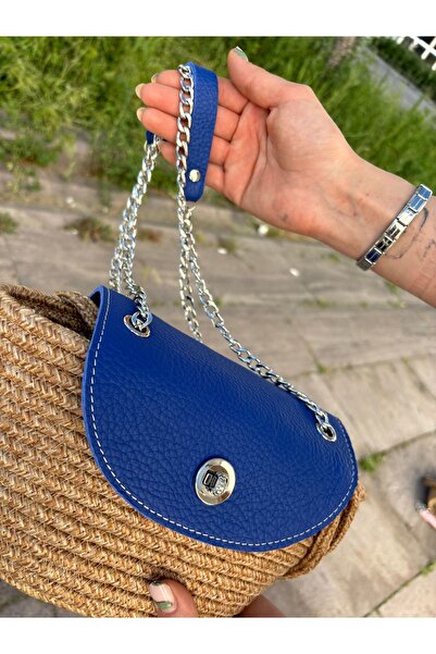 MaVaux Geantă din iuta căptușită din piele naturală - lant de piept