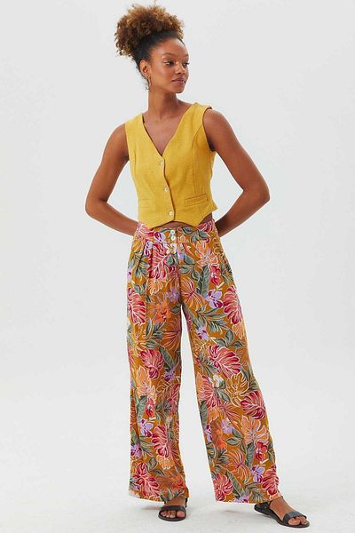 Clandestino Double Button Patterned Bohemian Women's Trousers