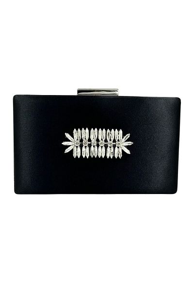 Borsetta Culoare Neagră Satin Cu Carcasă Argintiu Piatră Argintie Geanta Rochie De Seara Geanta De Seara Portofoliu De Logodna Nunta