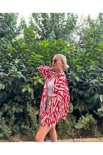 LARİSA COLLECTİON Oversize Basic Burgum Shirt
