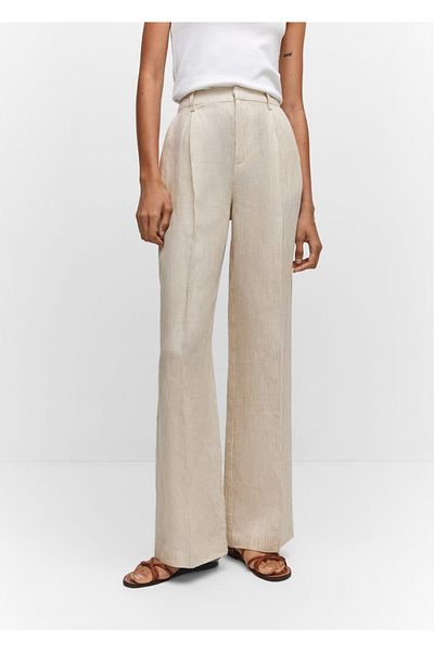 MANGO Woman Straight cut linen trousers