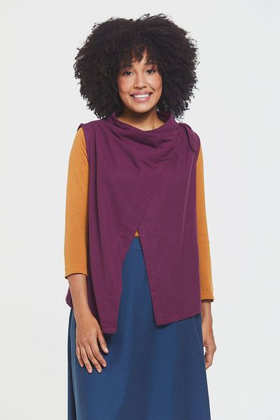 Clandestino Collar Detailed Bohemian Women's Vest Purple