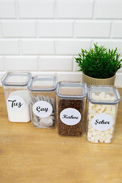 DNS HOME 4-Piece Mica Acrylic 1200 Ml Tea Sugar Coffee Salt Label Vacuum Lid Storage Container Jar