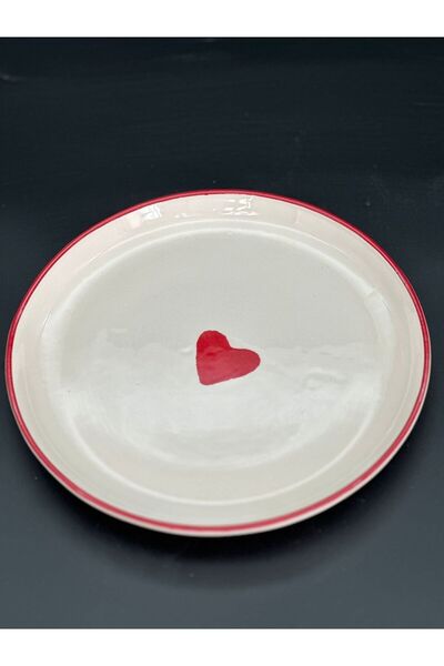 MeGgDecor 21 X 21 4 Pieces Heart-Shaped 21cm Cake Plate Ceramic Cake Plate Bpa Free White 4 Pieces Round Affection
