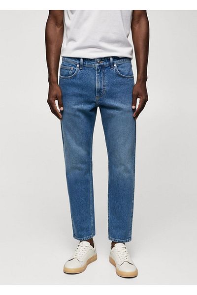 MANGO Man Blugi tăiați conici model Ben