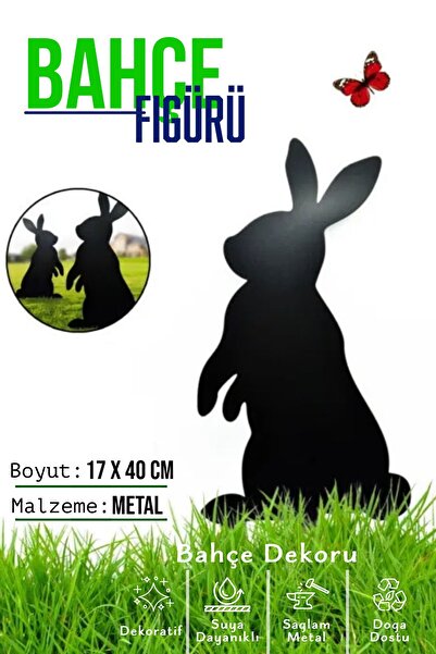 3art Metal Dekoratif Metal Bahçe Süsü - Bahçe Dekorasyonu Dekor Tavşan - Saks...