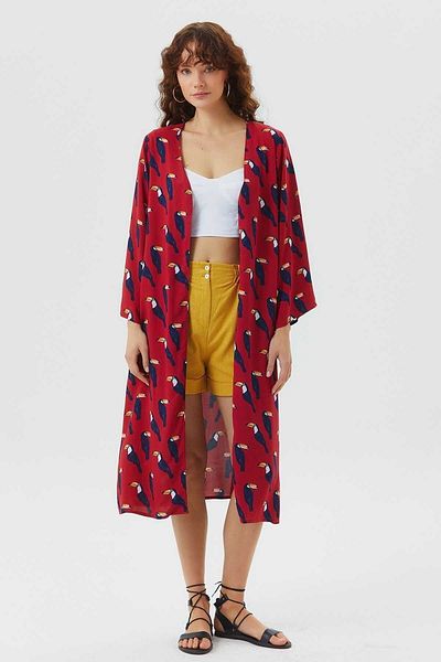 Clandestino Long Sleeve Patterned Bohemian Kimono