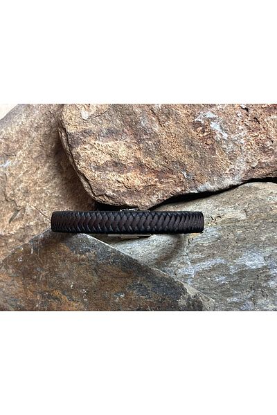 Farah Butik Men's Rope Braided Brown Black Bracelet Magnet Buckle Bracelet Gift Bracelet