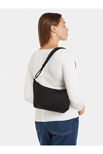 Calvin Klein Women's Logo Faux Leather Daily Use Black Shoulder Bag K60K611944-BEH