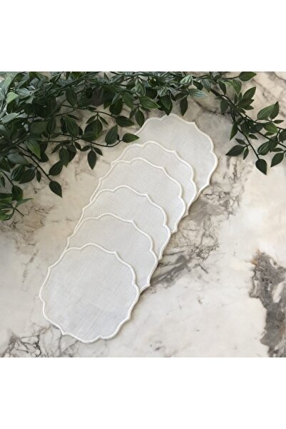 Nakış Evi منديل كوكتيل مطرز باللون الأبيض