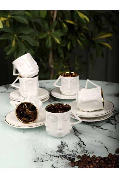 Viyalente Porcelain Lamadore 6-Person Coffee Cup Set