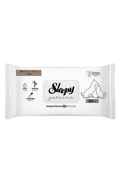 Sleepy Petcare Pet Wet Towel 60 Pieces Pet Shampoo 500 ml