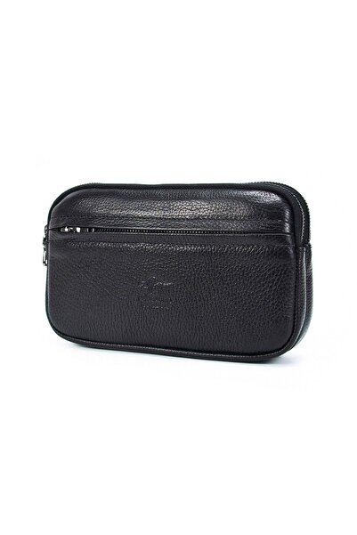 KANGAROO KINGDOM محفظة رجالية وحقيبة يد من جلد البقر الأصلي الأسود 1530-s