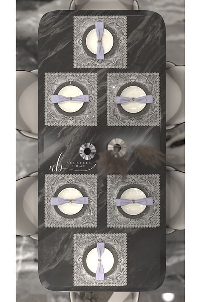 CAMİNHO DA LUA Placemat Vesela de masă cu design special de broderie Swirl Table and Presentation Set Dowry Cup Cream
