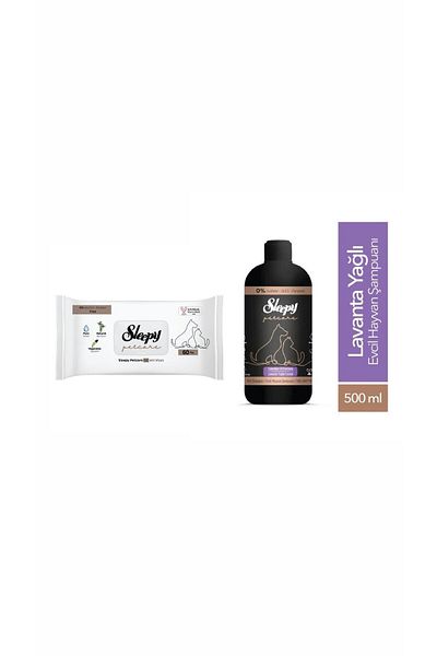 Sleepy Petcare Pet Wet Towel 60 Pieces Pet Shampoo 500 ml
