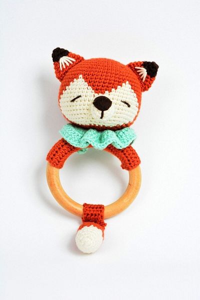 YANNS Amigurumi Organic Rattle Teether Fox Fox Handmade