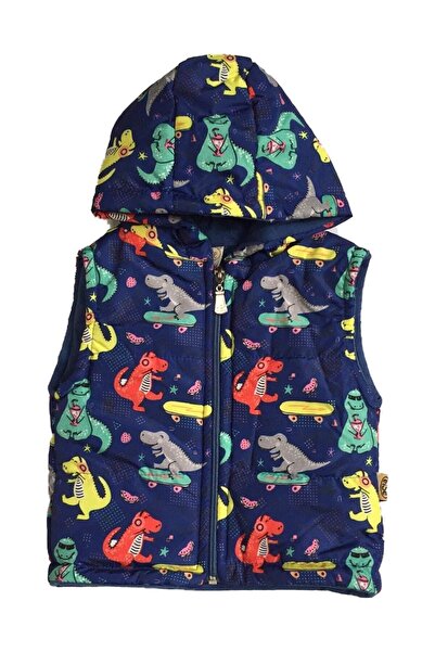 Else Bebe Kapşonlu Dinazorlu Bebe Yelek