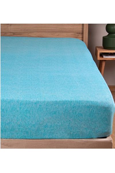 Ecosse Fitted Fitted Sheet 100% Cotton Double Turquoise & 160x200 30 Cm Pillow Case (2 pcs.)