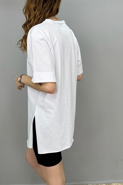 Tam Moda Tricou cu fantă laterală