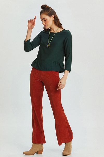 Clandestino Spanish Leg High Waist Corduroy Trousers Tile