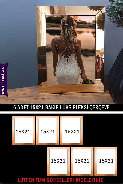Bytwo 6 Pieces 15x21 A5 Copper Mirror Plexiglass Frame - Luxury Plexiglass Frame