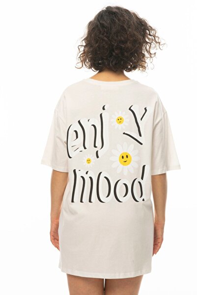 Mood Lab Γυναικείο μπλουζάκι τουνίκ με στάμπα μπροστά-πίσω