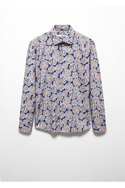 MANGO Man %100 Pamuklu Normal Kesim Desenli Gömlek