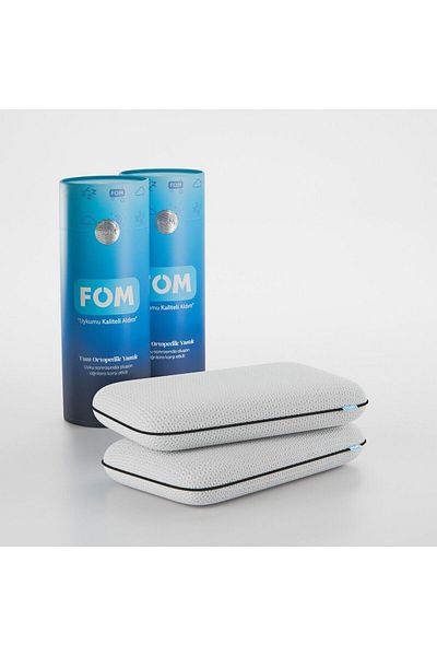 FOM Pachet de 2 perne de călătorie Mini Chubby Visco Sleep, Campanie de perne pentru copii din bumbac, 50 X 30 X 10, Negru