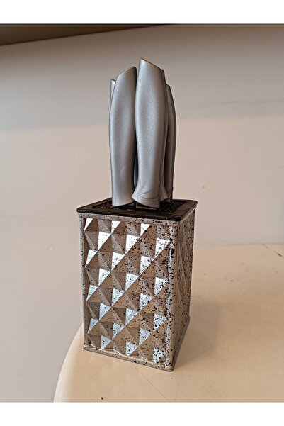 Rooc Dıamond Takozlu Bıçak Seti Ve Takımı Altın & Bakır 6 Artı 1 Parça Lüks Standlı