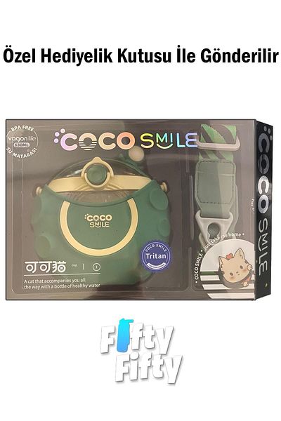 Vagonlife Cocosmile Special Boxed 630 ml Space Themed Tritan Water Bottle with Straw - Neck Strap - 3 Different Model F
