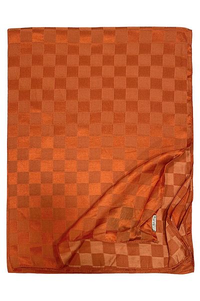 Levidor Orange Jacquard Shawl - Checkerboard