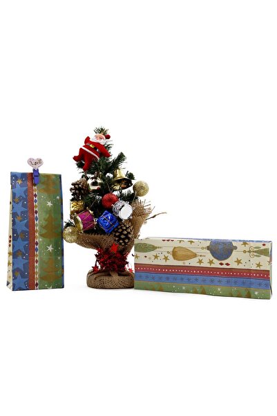 repro design Yılbaşı Temalı Kese Kağıdı 8x20x5 Cm 10 Adet Model:35