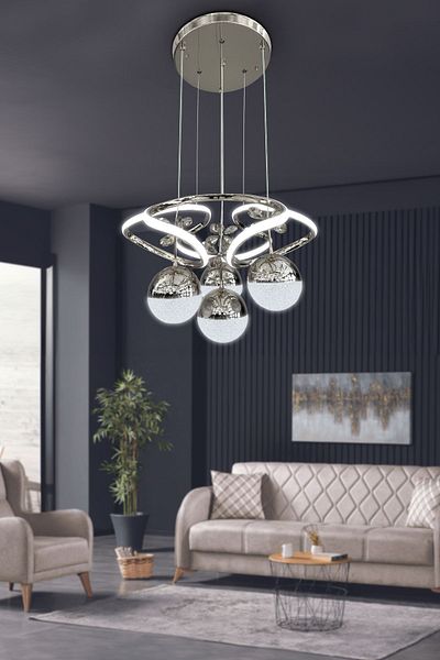 RSCOLLECTIONS 4 Ball LED Chandelier - Modern Pendant Lamp 3 Colors Living Room Living Room