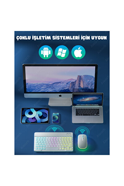 SZ MASTER Bluetooth Aydınlatmalı Klavye Mouse Tablet Telefon Android iOS Windows Fare Klavye iPad Uyumlu